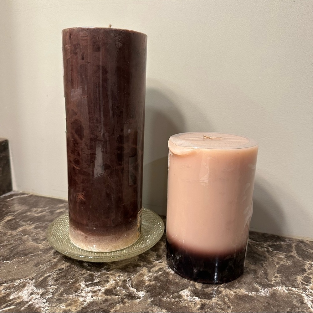 Nate Berkus Water Lily and Lindenwood large pillar candle set